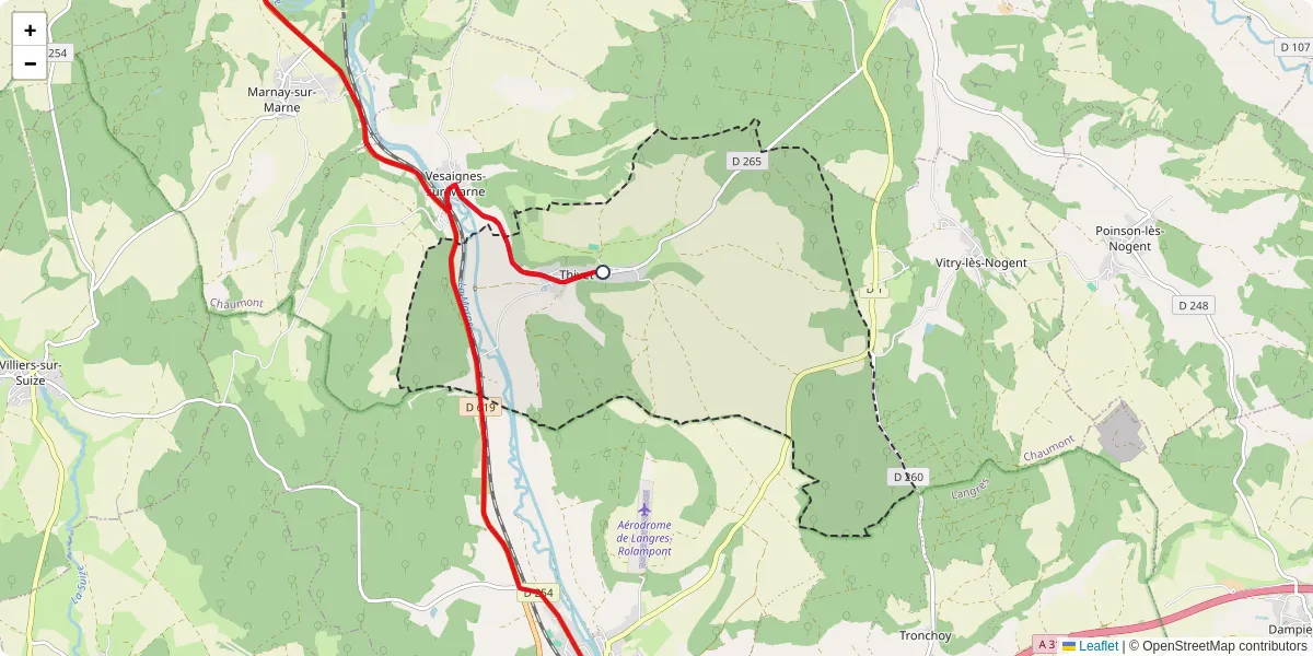 Carte du réseau de transport en commun à Thivet - lignes de bus et arrêts