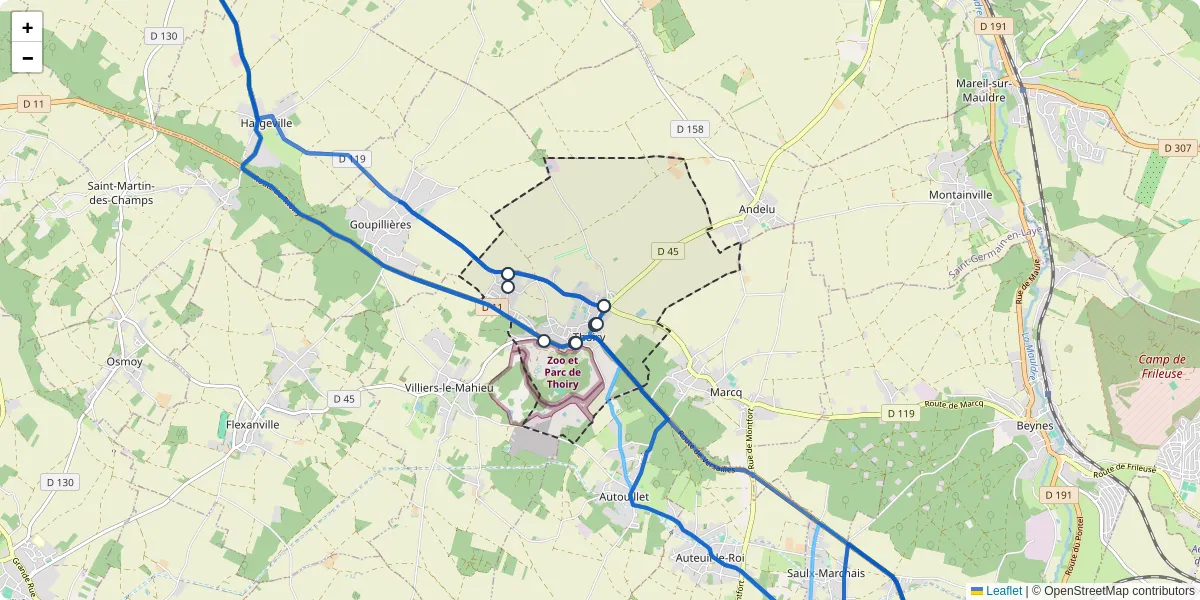 Carte du réseau de transport en commun à Thoiry - lignes de bus et arrêts