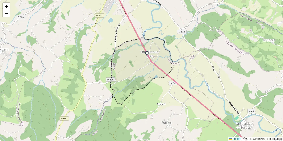 Carte du réseau de transport en commun à Thouars-sur-Arize - lignes de bus et arrêts