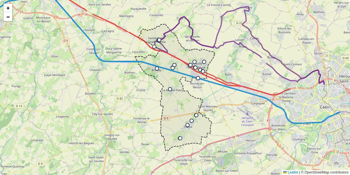 Carte du réseau de transport en commun à Thue et Mue - lignes de bus et arrêts
