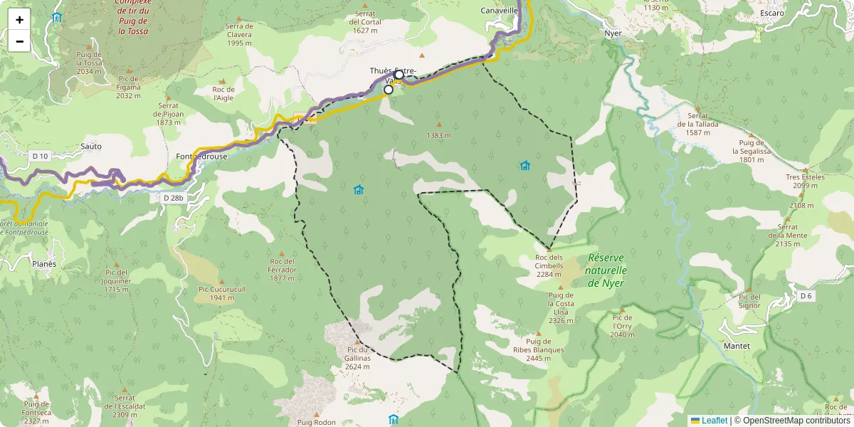 Carte du réseau de transport en commun à Thuès-Entre-Valls - lignes de bus et arrêts