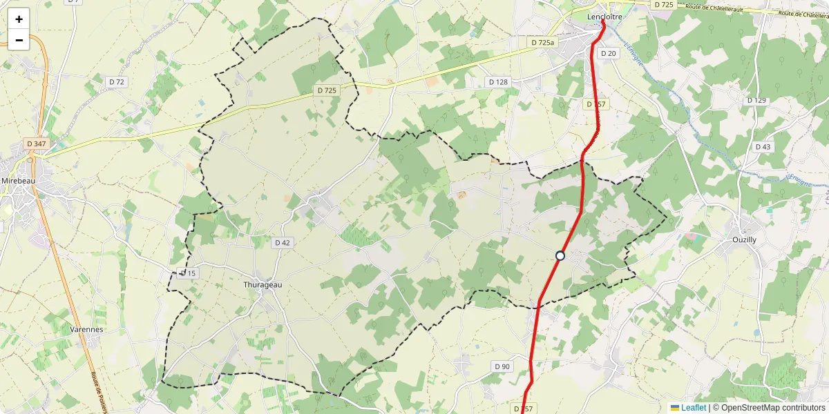 Carte du réseau de transport en commun à Thurageau - lignes de bus et arrêts