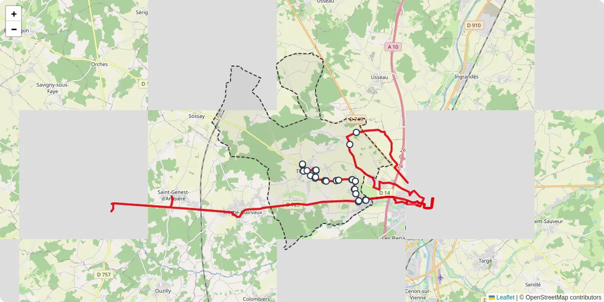 Carte du réseau de transport en commun à Thuré - lignes de bus et arrêts