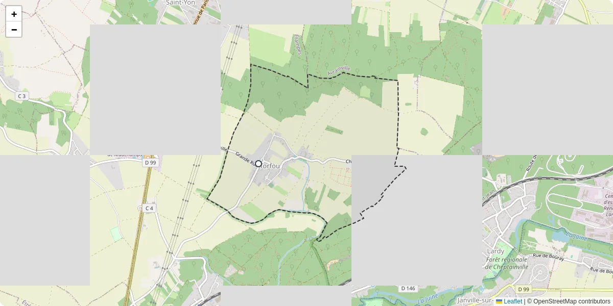 Carte du réseau de transport en commun à Torfou - lignes de bus et arrêts