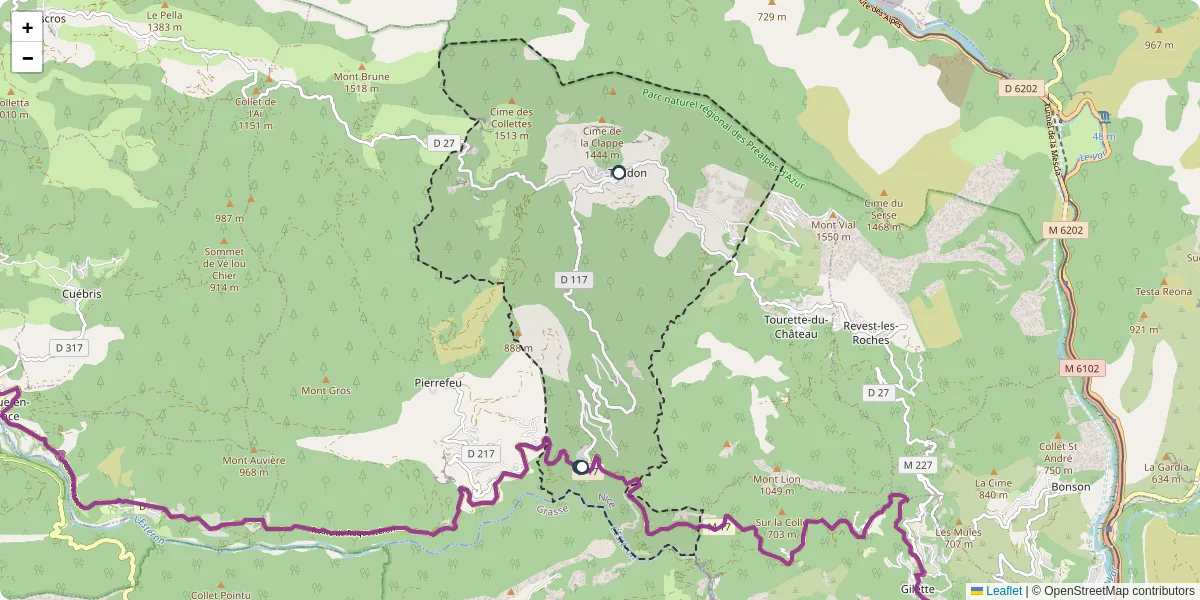 Carte du réseau de transport en commun à Toudon - lignes de bus et arrêts