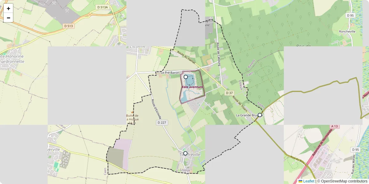 Carte du réseau de transport en commun à Touffréville - lignes de bus et arrêts