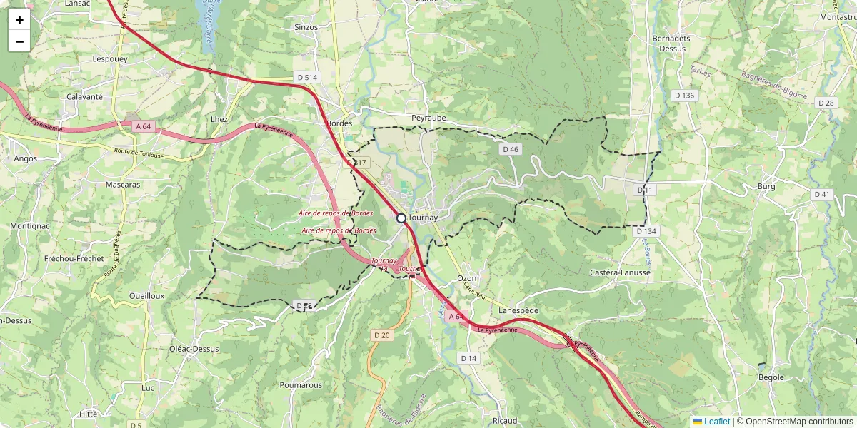 Carte du réseau de transport en commun à Tournay - lignes de bus et arrêts