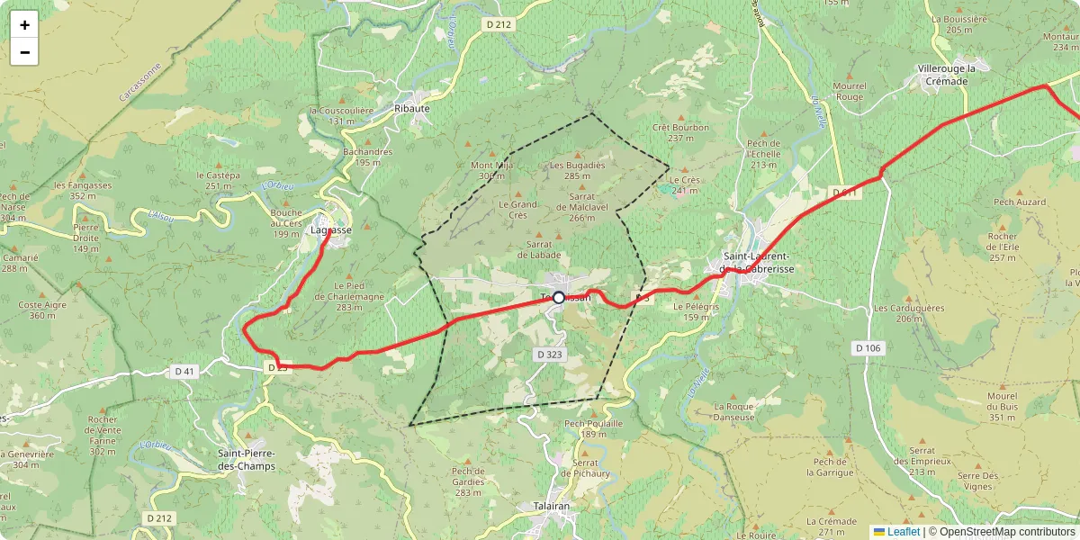 Carte du réseau de transport en commun à Tournissan - lignes de bus et arrêts