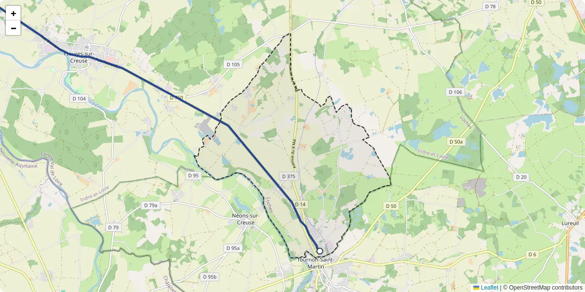 Carte du réseau de transport en commun à Tournon-Saint-Pierre - lignes de bus et arrêts