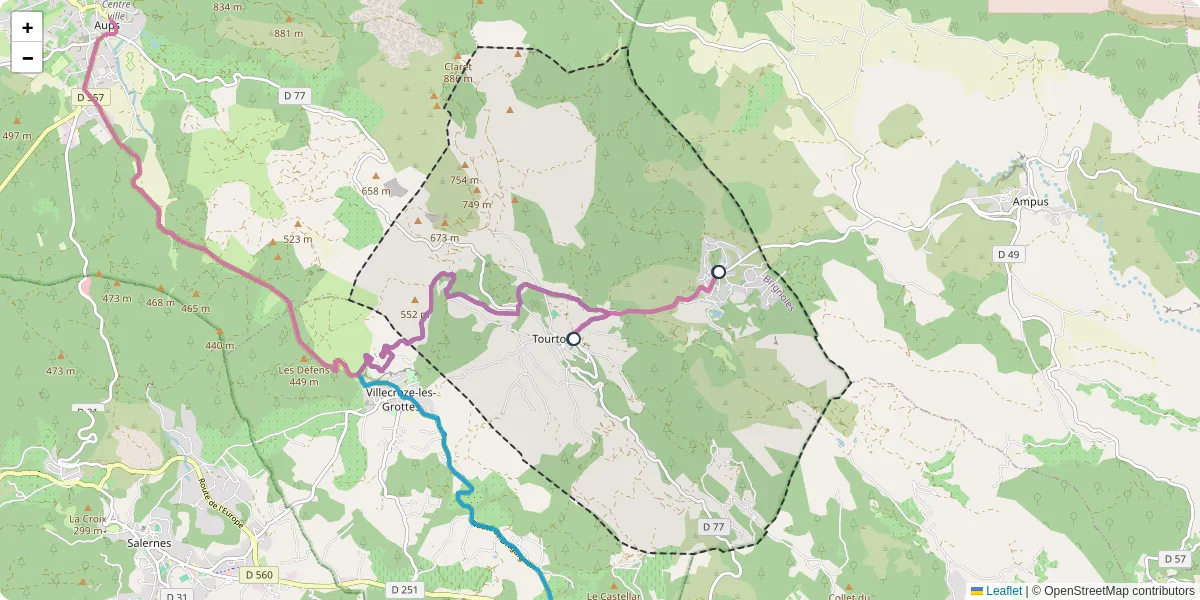 Carte du réseau de transport en commun à Tourtour - lignes de bus et arrêts