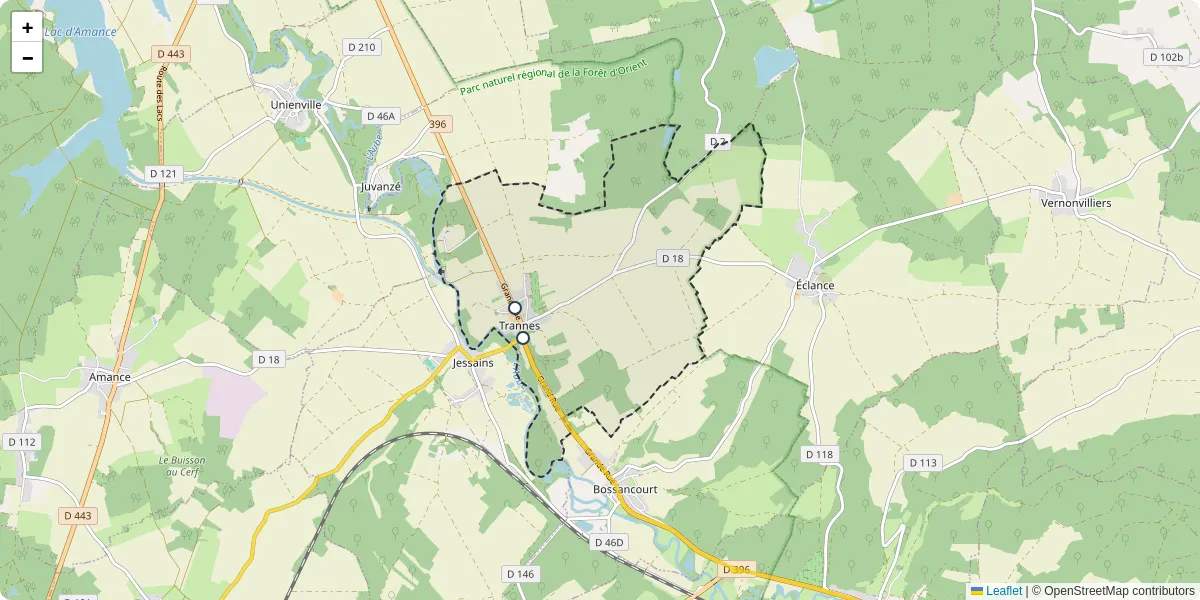 Carte du réseau de transport en commun à Trannes - lignes de bus et arrêts