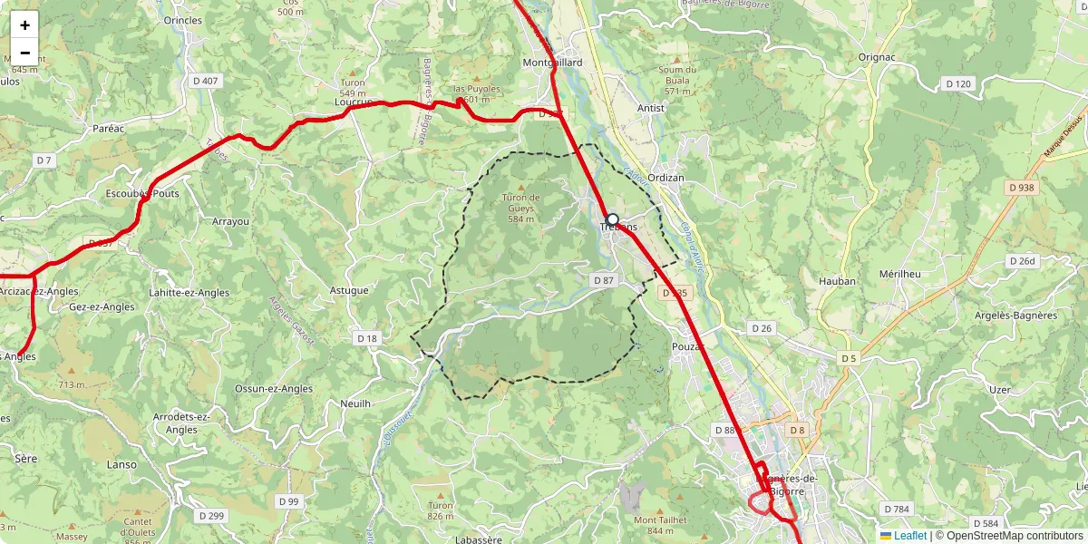 Carte du réseau de transport en commun à Trébons - lignes de bus et arrêts