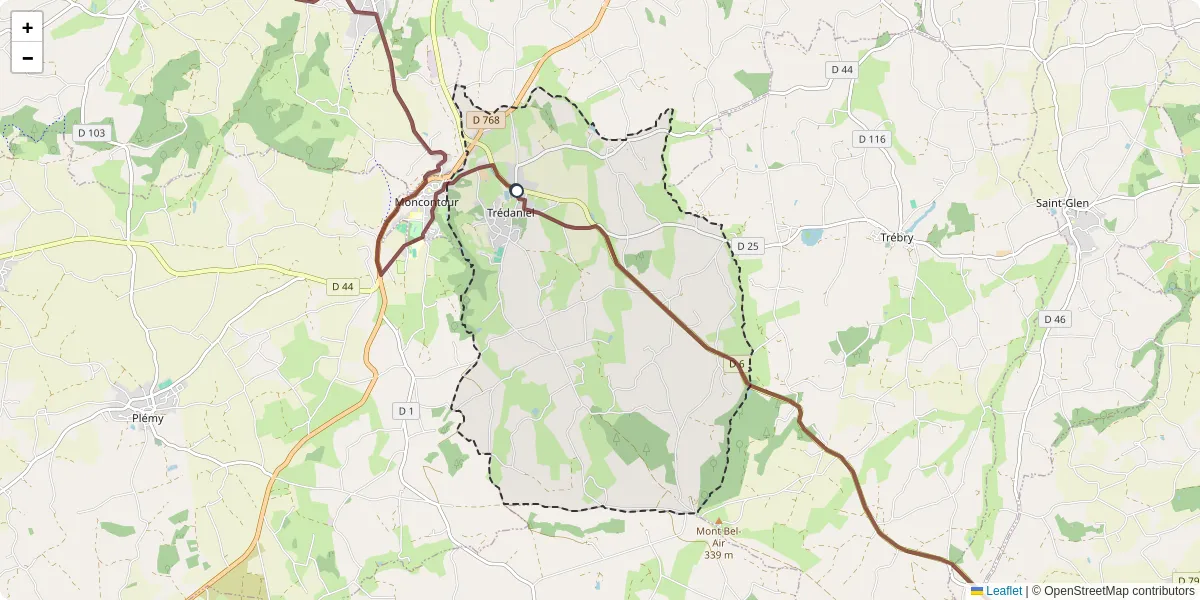 Carte du réseau de transport en commun à Trédaniel - lignes de bus et arrêts