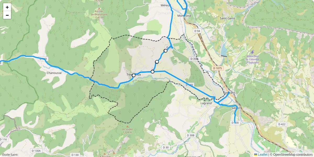 Carte du réseau de transport en commun à Trescléoux - lignes de bus et arrêts