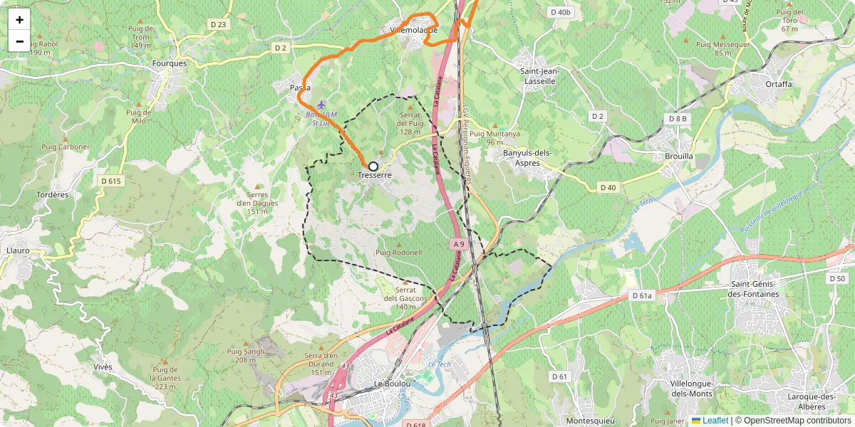 Carte du réseau de transport en commun à Tresserre - lignes de bus et arrêts