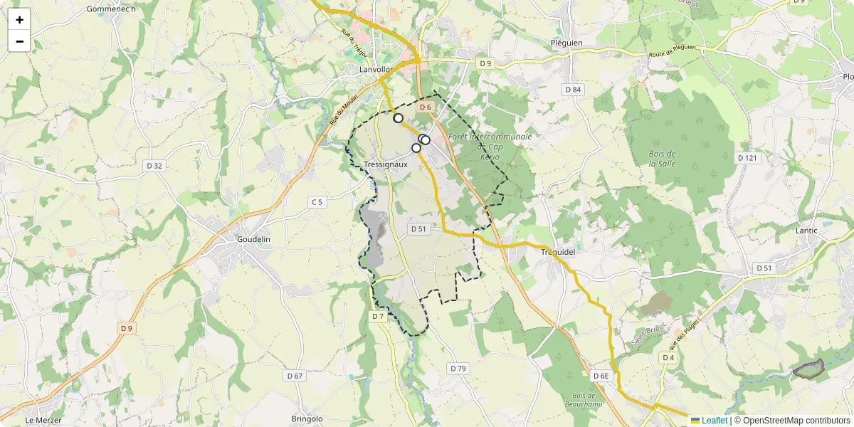 Carte du réseau de transport en commun à Tressignaux - lignes de bus et arrêts