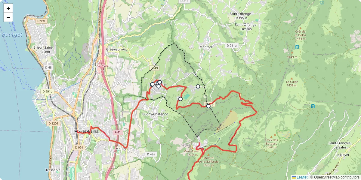 Carte du réseau de transport en commun à Trévignin - lignes de bus et arrêts