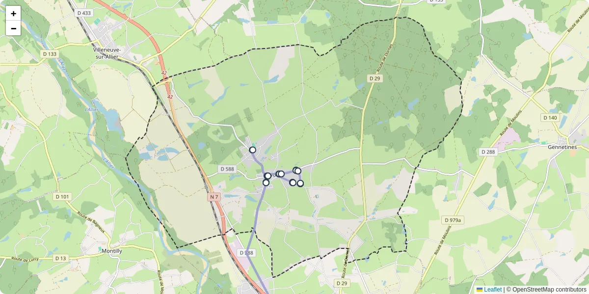 Carte du réseau de transport en commun à Trévol - lignes de bus et arrêts