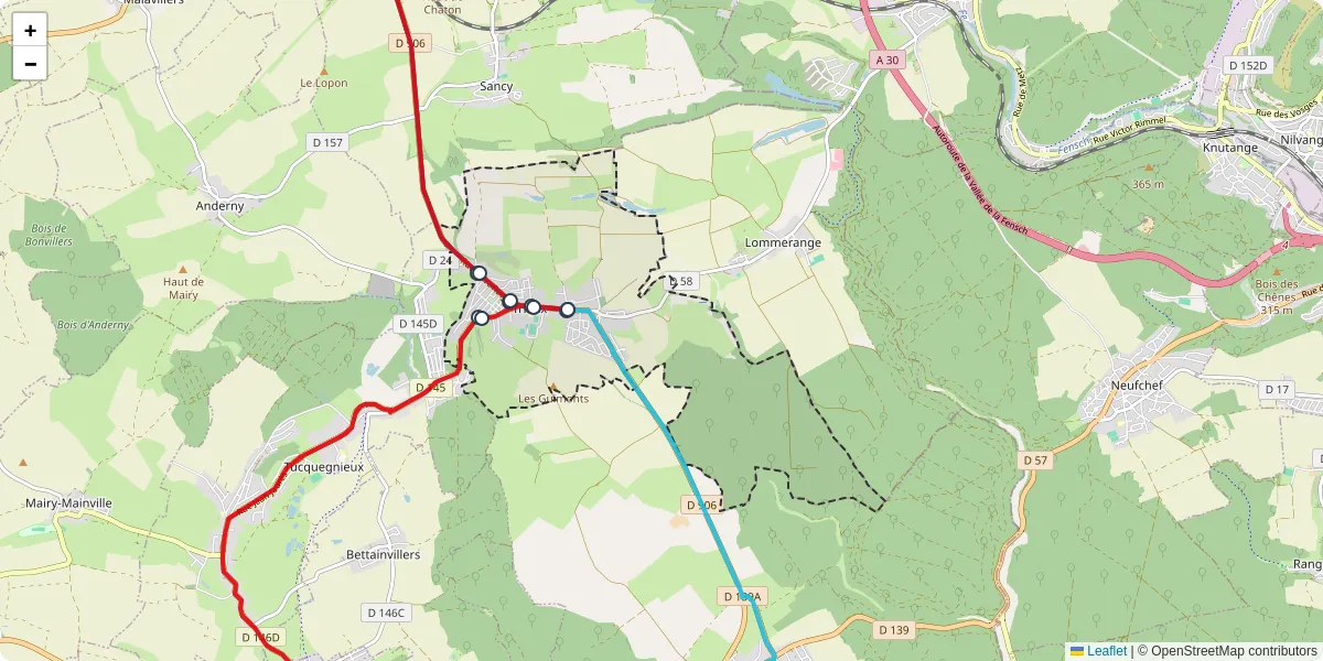 Carte du réseau de transport en commun à Trieux - lignes de bus et arrêts