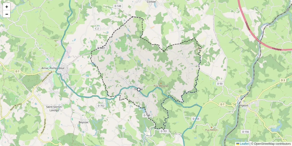 Carte du réseau de transport en commun à Troche - lignes de bus et arrêts