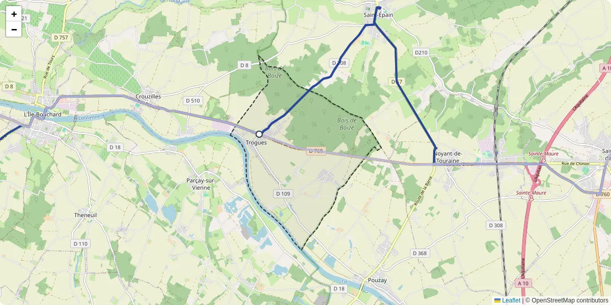 Carte du réseau de transport en commun à Trogues - lignes de bus et arrêts