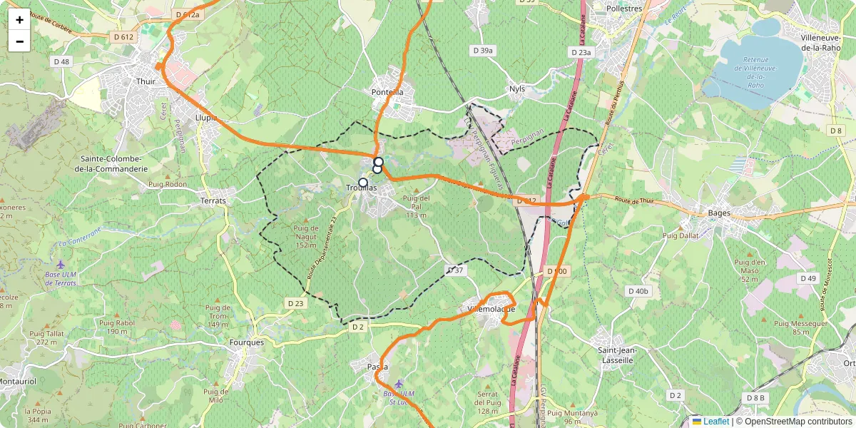 Carte du réseau de transport en commun à Trouillas - lignes de bus et arrêts