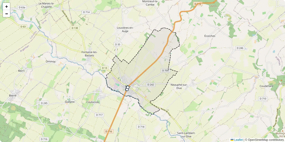Carte du réseau de transport en commun à Trun - lignes de bus et arrêts