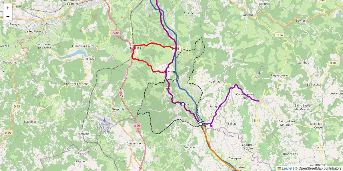 Carte du réseau de transport en commun à Turenne - lignes de bus et arrêts