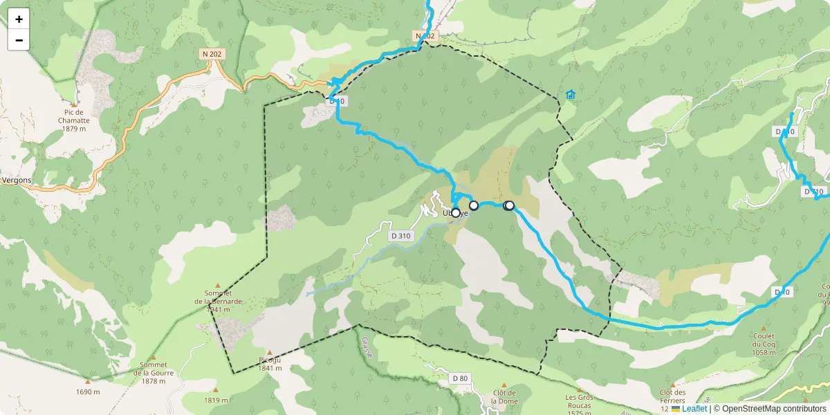 Carte du réseau de transport en commun à Ubraye - lignes de bus et arrêts