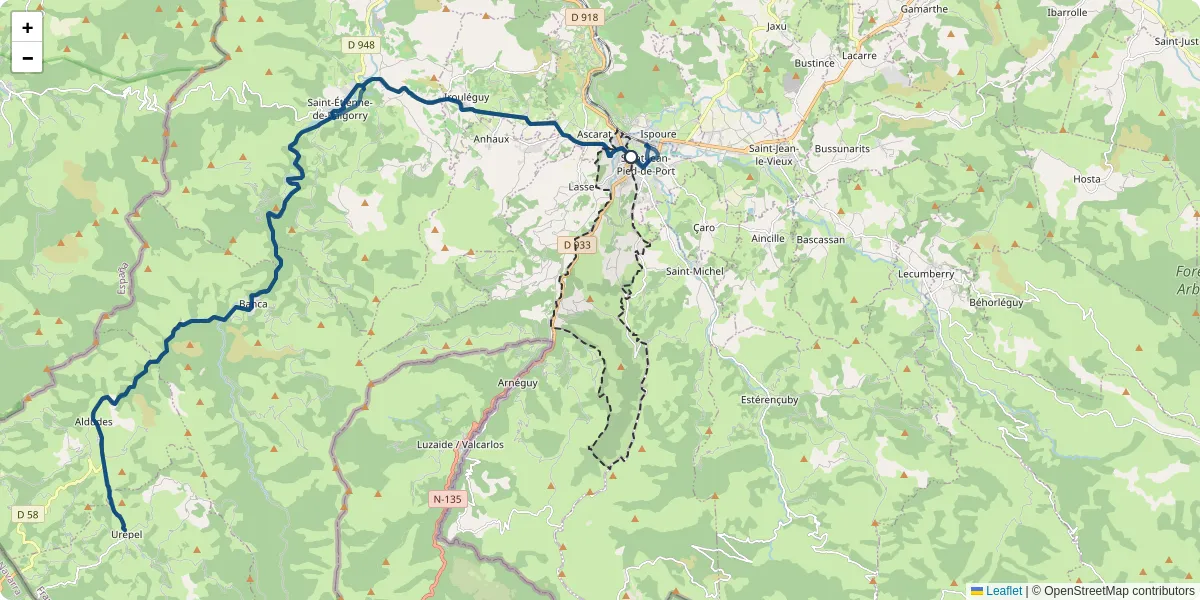Carte du réseau de transport en commun à Uhart-Cize - lignes de bus et arrêts