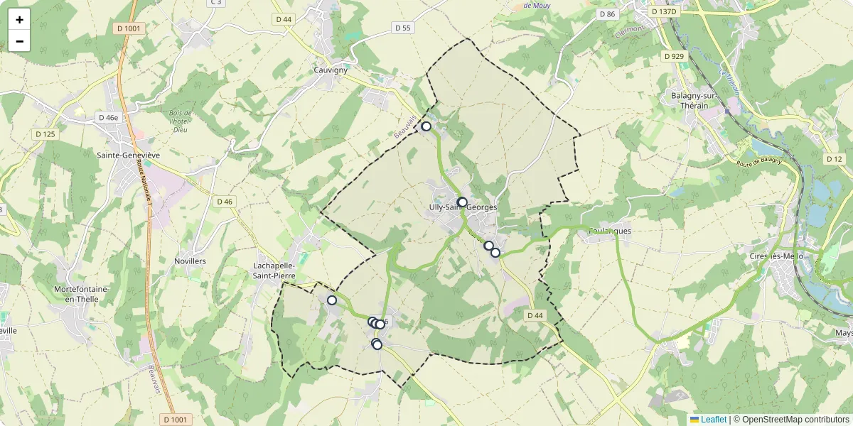 Carte du réseau de transport en commun à Ully-Saint-Georges - lignes de bus et arrêts