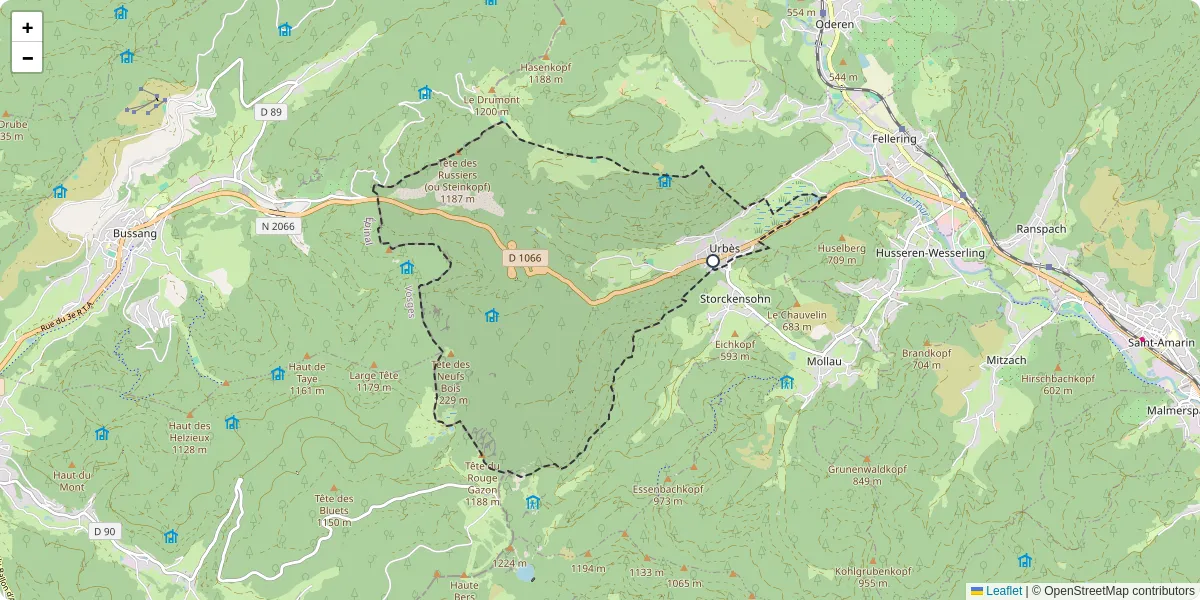 Carte du réseau de transport en commun à Urbès - lignes de bus et arrêts