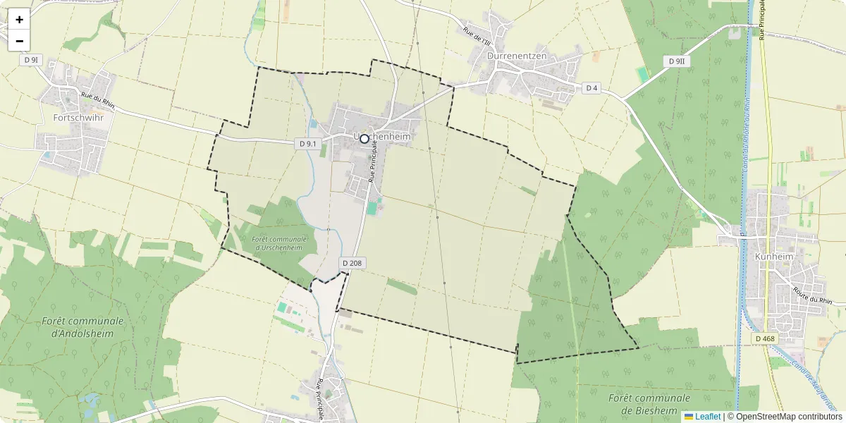 Carte du réseau de transport en commun à Urschenheim - lignes de bus et arrêts