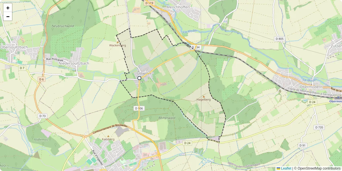 Carte du réseau de transport en commun à Uttwiller - lignes de bus et arrêts