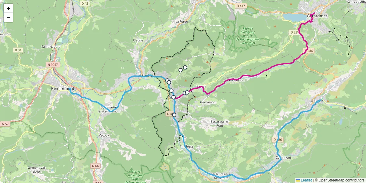 Carte du réseau de transport en commun à Vagney - lignes de bus et arrêts