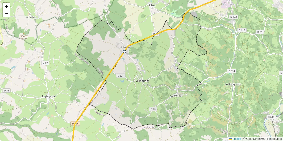 Carte du réseau de transport en commun à Vailhourles - lignes de bus et arrêts