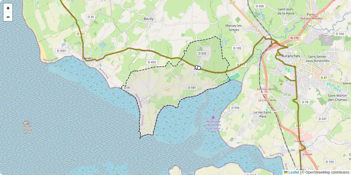 Carte du réseau de transport en commun à Vains - lignes de bus et arrêts