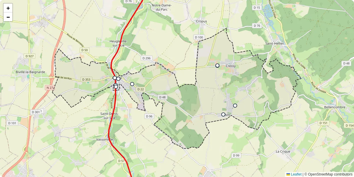 Carte du réseau de transport en commun à Val-de-Scie - lignes de bus et arrêts