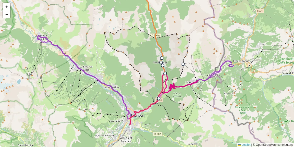 Carte du réseau de transport en commun à Val-des-Prés - lignes de bus et arrêts
