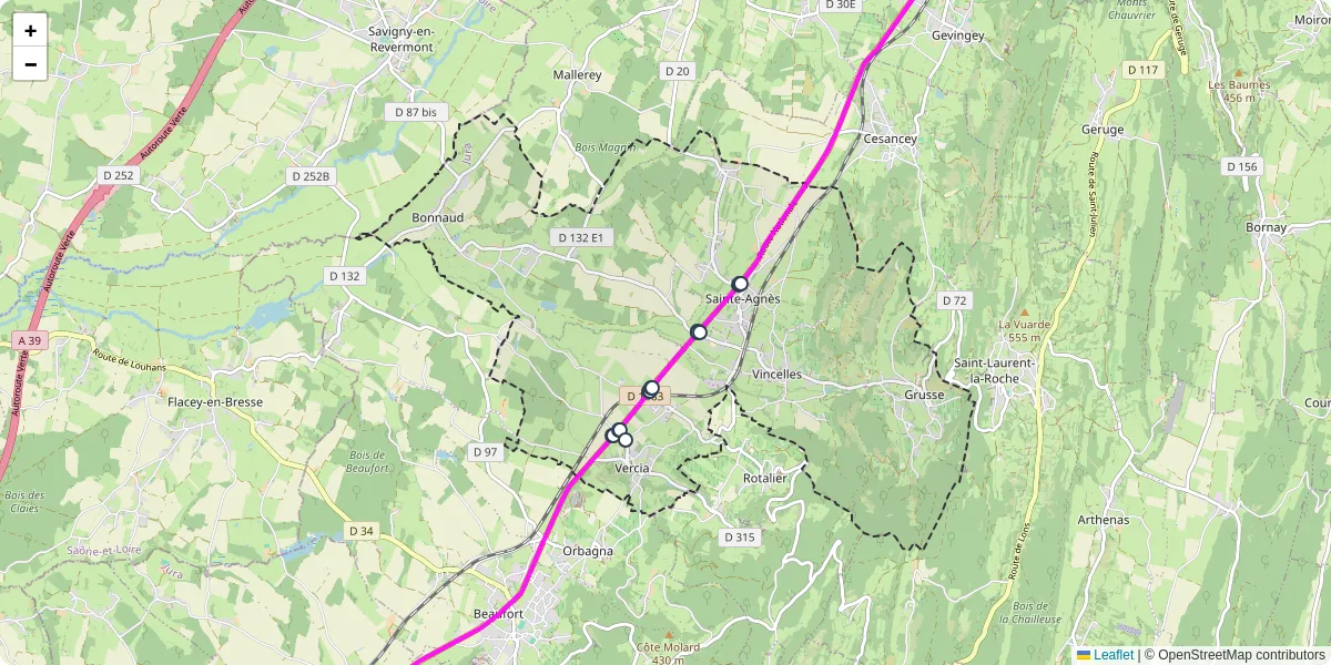 Carte du réseau de transport en commun à Val-Sonnette - lignes de bus et arrêts