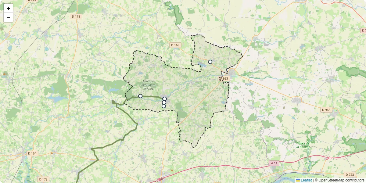 Carte du réseau de transport en commun à Vallons-de-l'Erdre - lignes de bus et arrêts