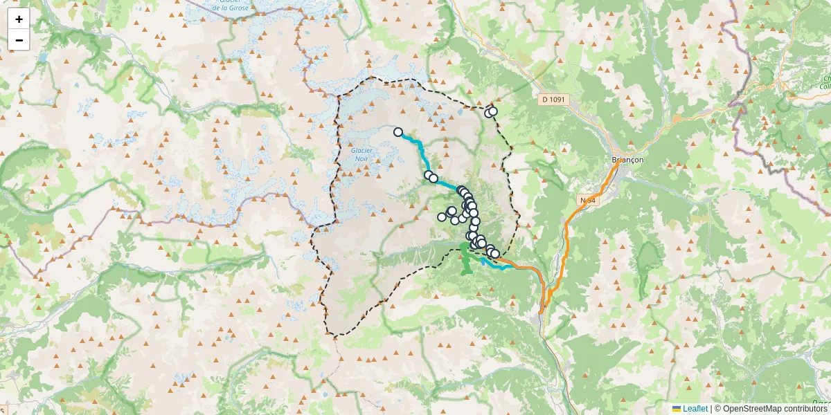 Carte du réseau de transport en commun à Vallouise-Pelvoux - lignes de bus et arrêts
