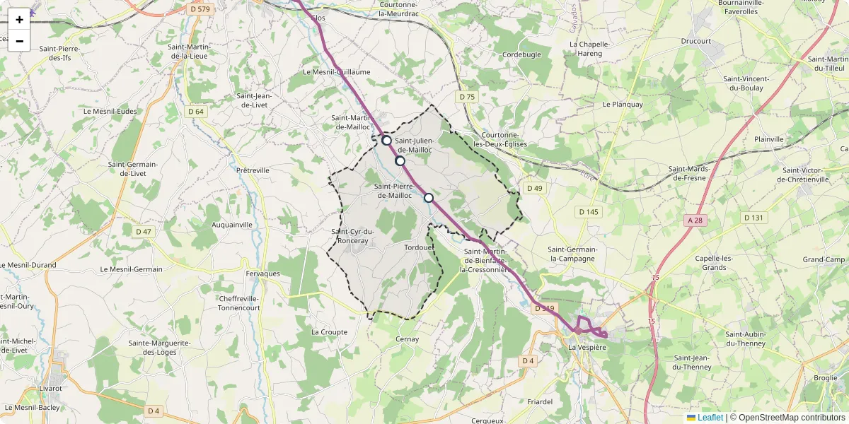 Carte du réseau de transport en commun à Valorbiquet - lignes de bus et arrêts
