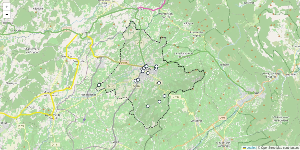 Carte du réseau de transport en commun à Valréas - lignes de bus et arrêts