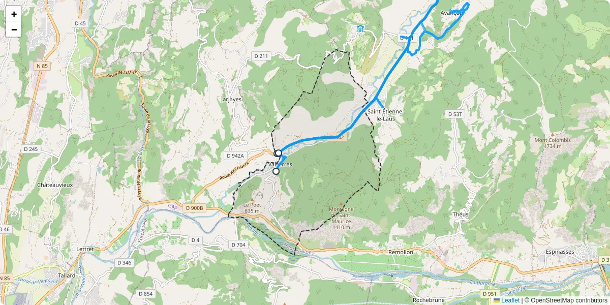 Carte du réseau de transport en commun à Valserres - lignes de bus et arrêts