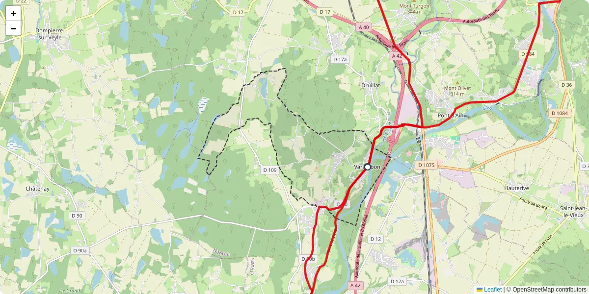 Carte du réseau de transport en commun à Varambon - lignes de bus et arrêts