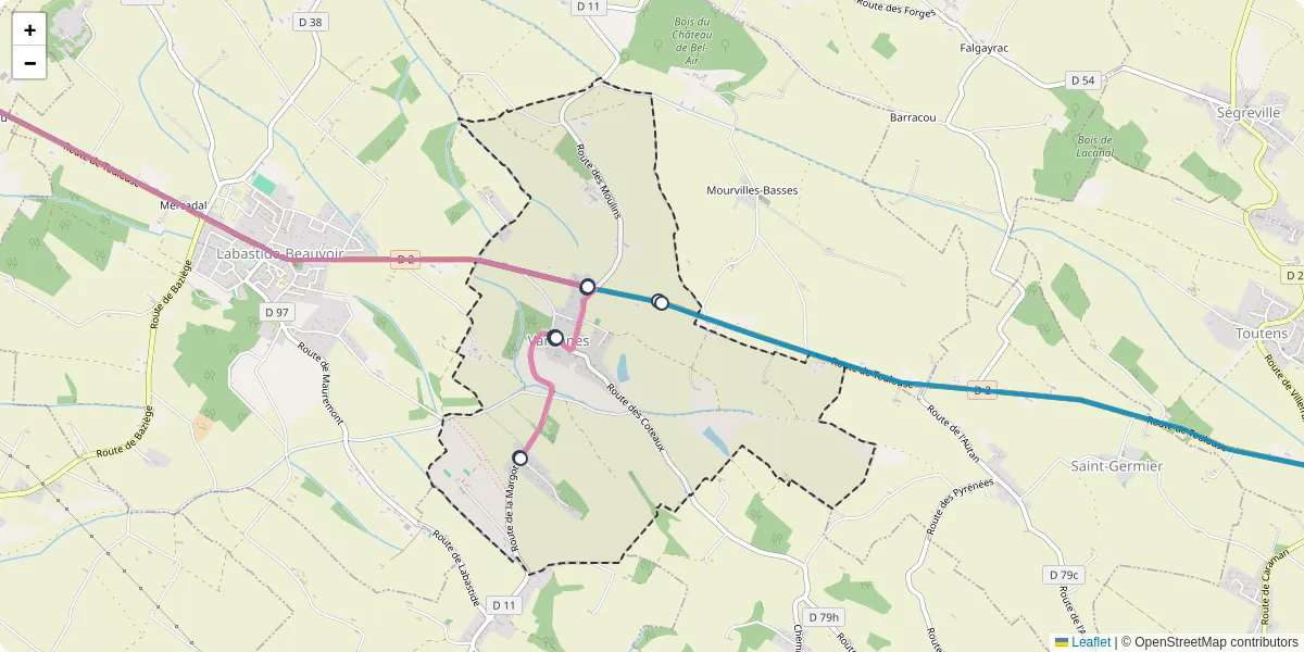 Carte du réseau de transport en commun à Varennes - lignes de bus et arrêts