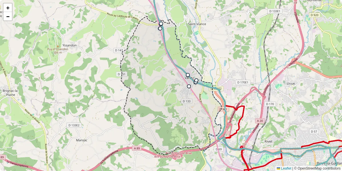 Carte du réseau de transport en commun à Varetz - lignes de bus et arrêts