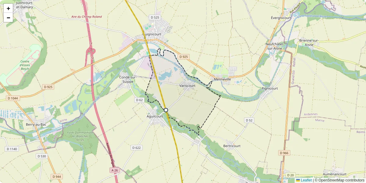 Carte du réseau de transport en commun à Variscourt - lignes de bus et arrêts