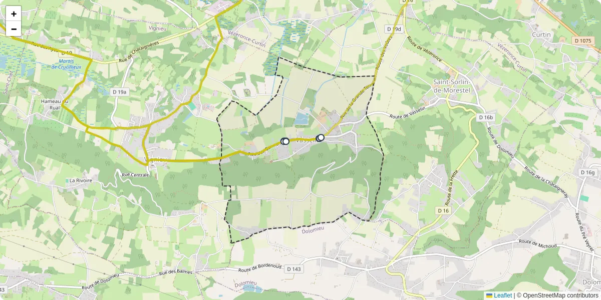Carte du réseau de transport en commun à Vasselin - lignes de bus et arrêts